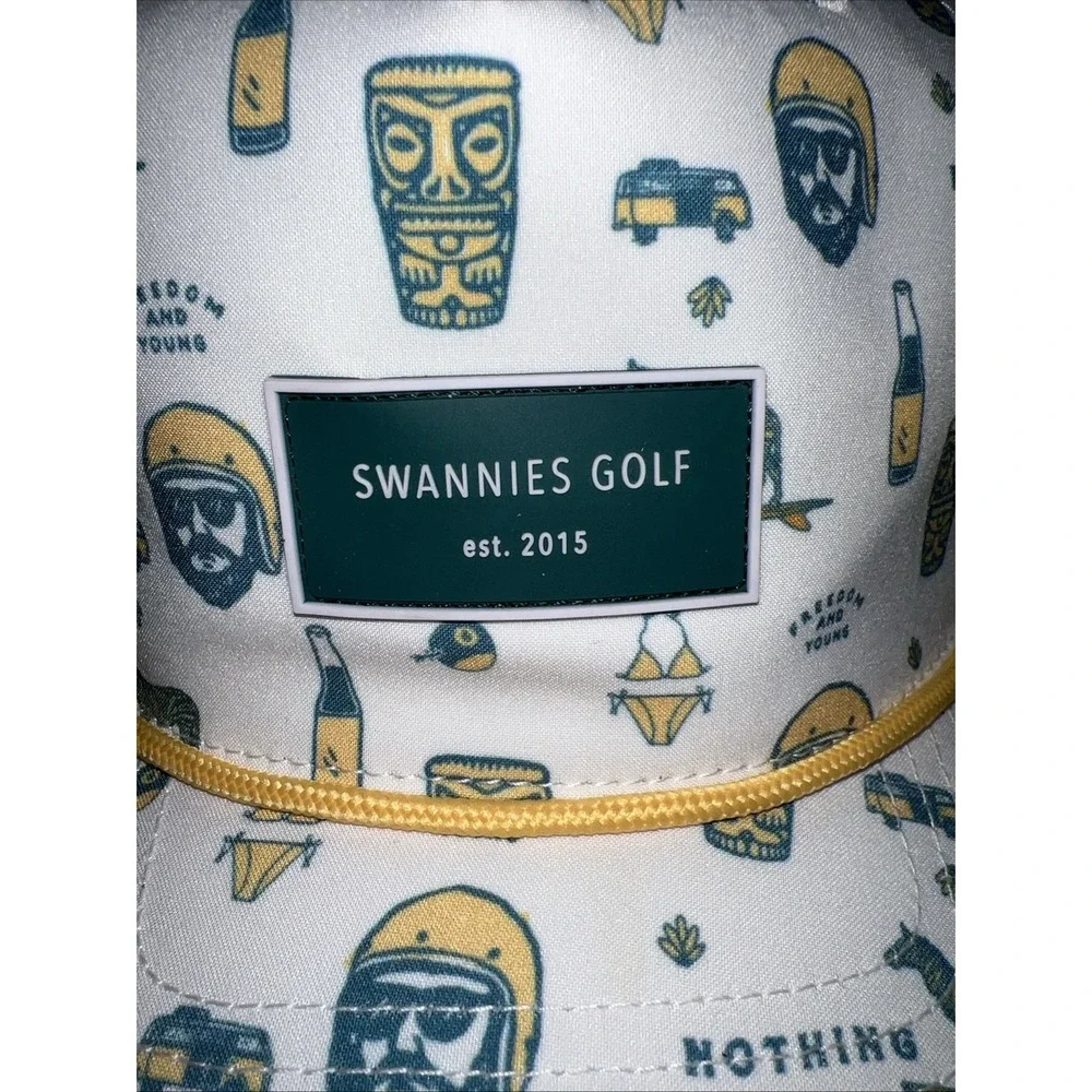 Swannies Golf Hat Zinny‎ Rope Trucker SnapBack OSFM Golf Cap Rubber Patch